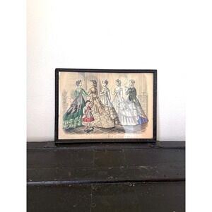 Framed Godey's Lady's Book 1868 Fashion Plate, Victorian Hand-Colored Lithograph